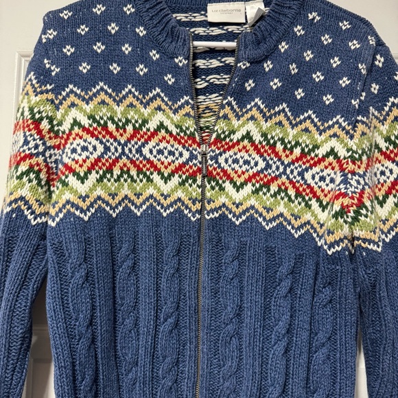 Liz Claiborne Zip-Up Knit Fair Isle Sweater - Picture 4 of 7